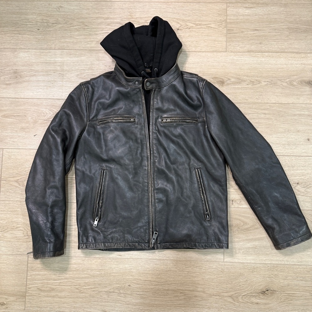 Wilsons Leather Black Jacket with Hood